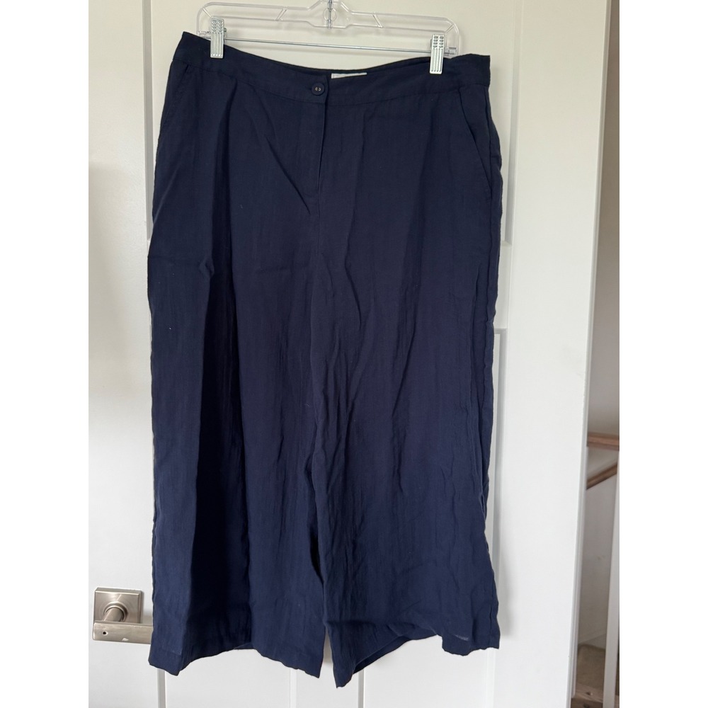 Charter Club Navy Blue Wide Leg Culotte Pants Viscose Blend Classic Fit Size 10